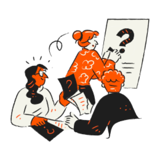Team brainstorming with lightbulb illustration